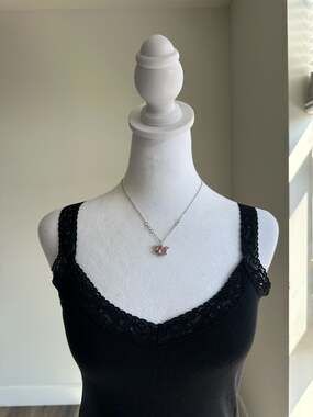 Y2K Silver Pink Rhinestone Cupid Arrow Heart Pendant Necklace Coquette Cyber